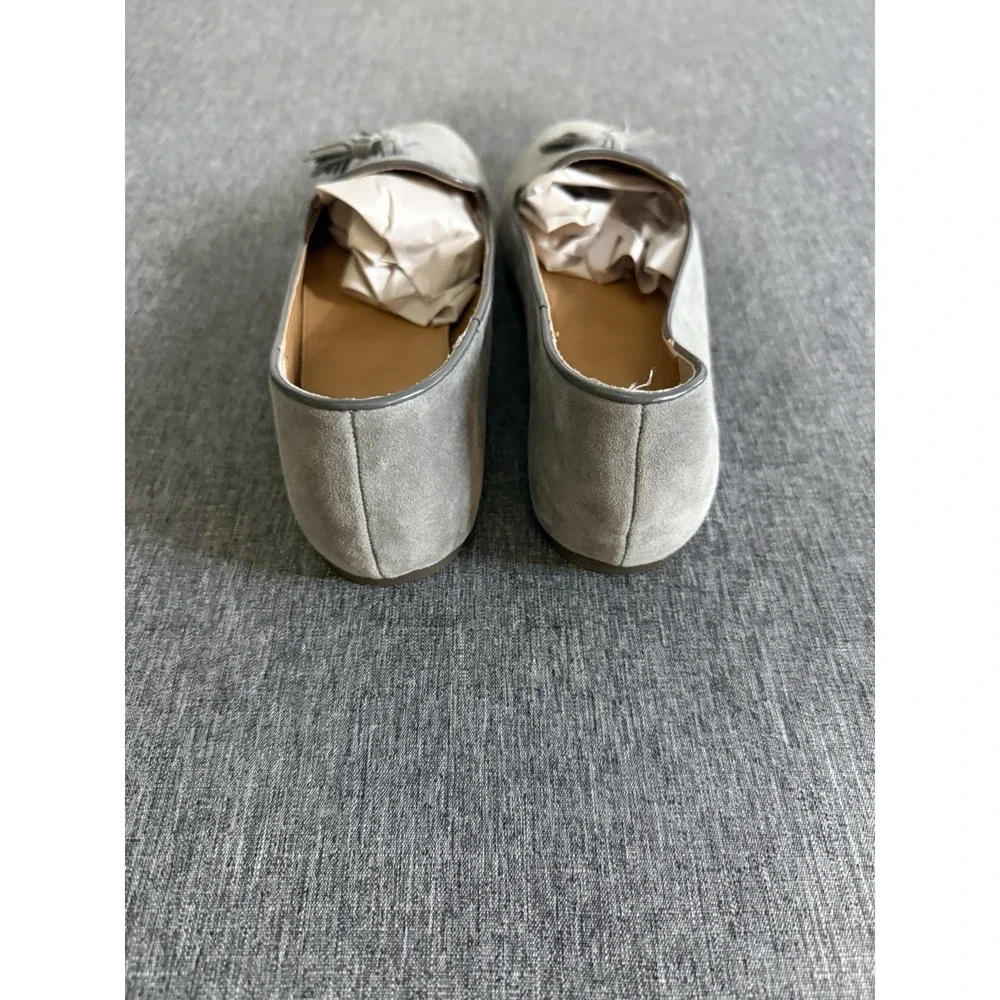 J. Crew Gray Cora Suede Leather Tassel Loafer Sz 10